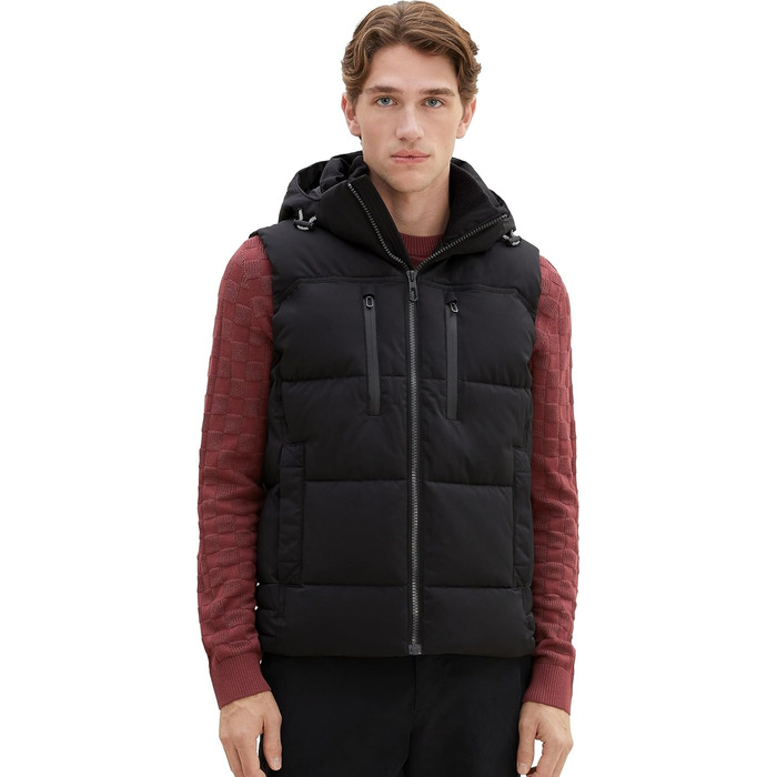 Жилет чоловічий Tom Tailor з капюшоном, утеплений, артикул 1037355 (L, Black)