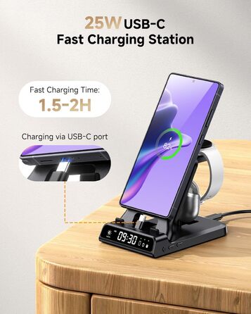 Зарядний станція SwanScout 701S 3-в-1 для Samsung Galaxy: телефони, навушники, годинники (USB-C)