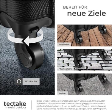 Набір валіз Tectake® 4 шт. з ABS-пластику, S-M-L-XL, з роликами, телескопічним ручками та замками, з ваговою та аксесуарами для валіз