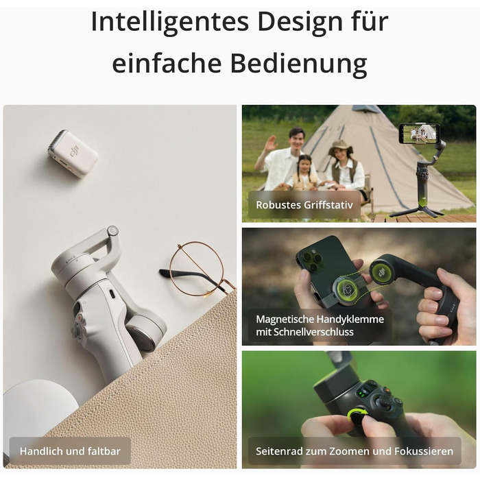 Стабілізатор DJI Osmo Mobile 6 для iPhone/Android, 3-осьовий, з розсувним штативом, трекінг об'єкта, портативний, для зйомки відео, YouTube, TikTok (Сірий, з мікрофоном DJI Mic Mini)