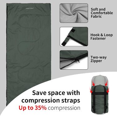 Літній спальний мішок - компактний, легкий, для кемпінгу, відпочинку на природі, дорослих, піших прогулянок, відпочинку в приміщенні, зелений