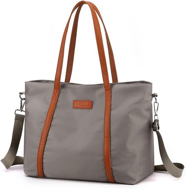 Zhongningyifeng Women's Nylon Crossbody Bag 15.6 Inch Laptop Shoulder Handbag Wallet for Travel Work (Gray)