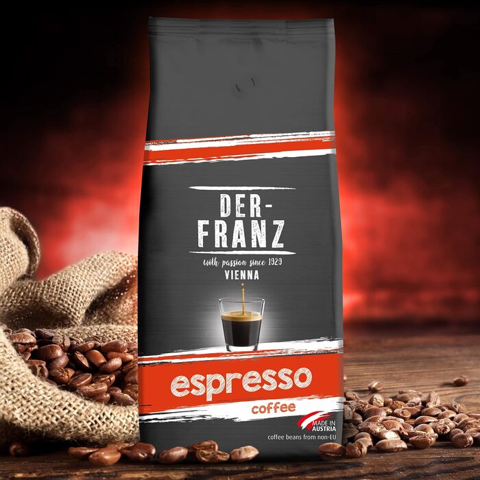 Кава в зернах Der-Franz Espresso, 1 кг (набір 4 упаковки), натуральна цільна кава для еспресо