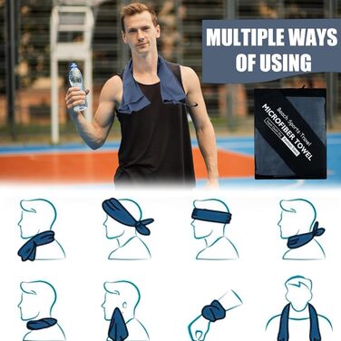 Набір рушників Neerow з мікрофібри (3 шт.): великий (152x76 см), фітнес (80x40 см), маленький (30x30 см), кольоростійкі, швидковисихаючі (Marine)