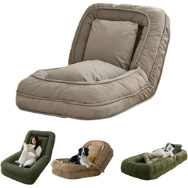 Складаний диван-крісло, диван-ліжко, татамі, крісло-мішок для дорослих та дітей, сірий, 90х140 см