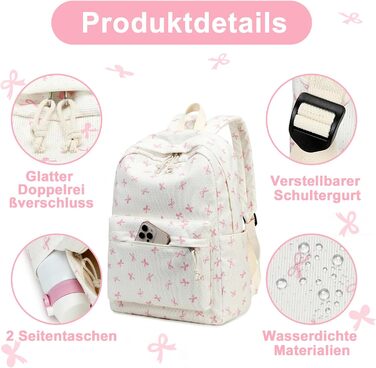 Шкільний рюкзак LEDAOU для хлопчиків та дівчаток-підлітків, білий з ромашками, чорний, рюкзак з рожевими метеликами