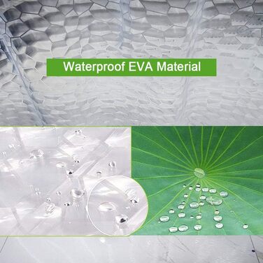 Шторка для душу OTRAKI 200x200 см, антигрибкова, EVA, прозора, PVC-free, водонепроникна, з 12 кільцями