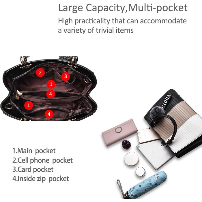 Сумка жіноча NICOLE & DORIS 2025 шкіряна чорна з пухнастим помпоном та знімним ремінцем через плече