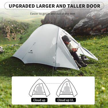 Намет Naturehike Cloud Up Pro 2 особи, легкий туристичний намет для кемпінгу, водонепроникний, сірий