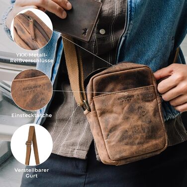 Чоловіча сумка через плече Berliner Bags Tom з натуральної шкіри, чоловіча сумка-кросбоді (Earth, S)