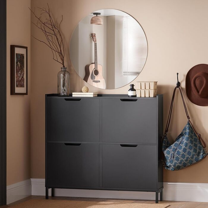 Тумба для взуття SoBuy FSR100-SCH, 4 секції, вузька, 8 полиць, чорна, 100x90x19 см