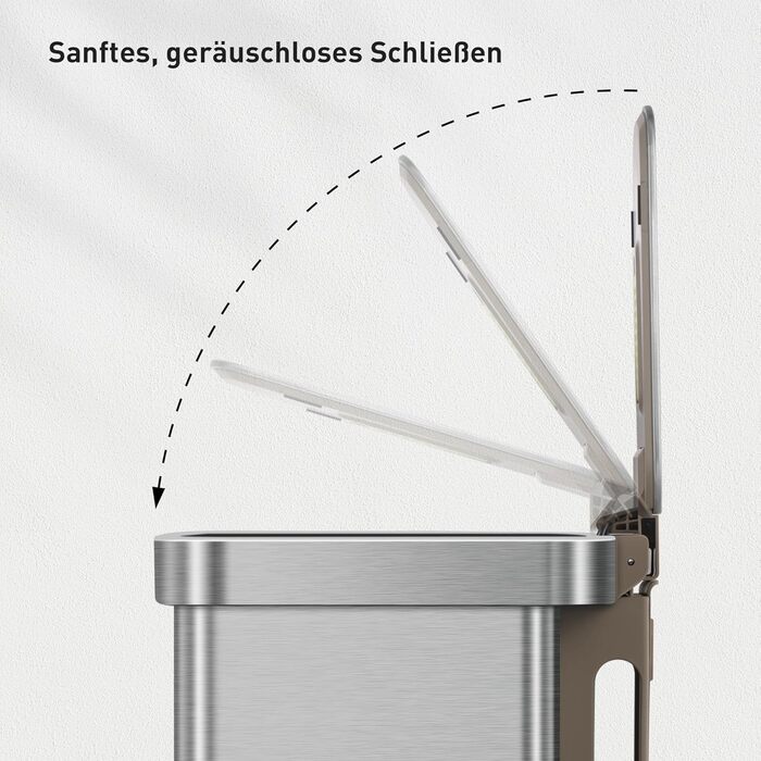 Відро для сміття EKO Madison 30 л з висувним контейнером, м'яким закриттям кришки, стійке до відбитків пальців, нержавіюча сталь, прямокутне, з 20 мішками для сміття 75 л