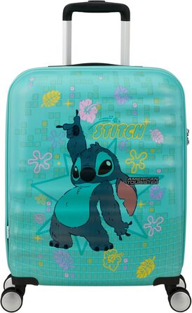 Чемодан American Tourister Wavebreaker Disney FL Spinner L, 77 см, 96 л, коліщата, Disney Stitch Flower, матове покриття