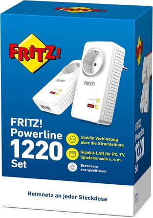 Набір FFRITZ!Powerline 1220: 1200 Мбіт/с, 2x Gigabit LAN, для NAS та HD-Streaming