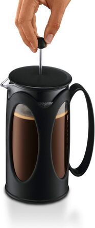 Bodum Kenya: Френч-прес для кави, 500 мл, 4 чашки, з боросилікатного скла та нержавіючої сталі, для кухні, чорний