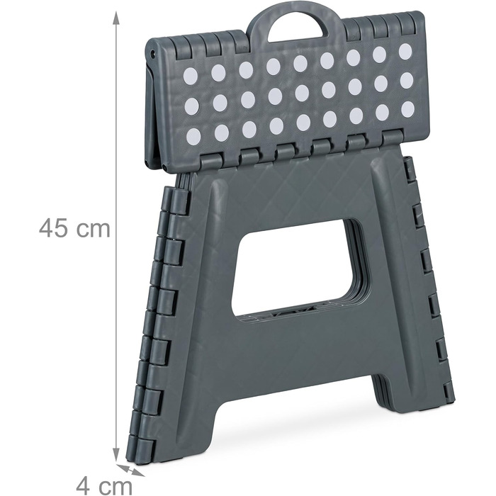 Складний табурет Relaxdays для кемпінгу, дитячий табурет для ванни, сірий, до 150 кг, пластик