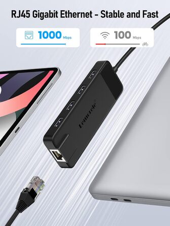 Lemorele USB-C Док-станція 10-в-1: Gigabit Ethernet, 4K HDMI, 4x USB 3.0/2.0, 100W PD, SD/TF, для MacBook/Dell/HP/Lenovo/Asus