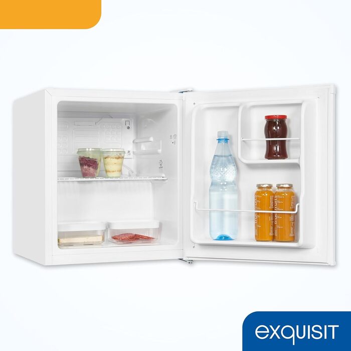 Exquisit KB505-V-040E: Міні-холодильник Exquisit 40л, білий, ширина 45 см, висота 51 см, двері відкидні, без морозильної камери