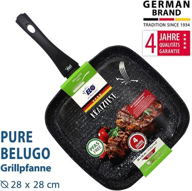 Пан з антипригарним покриттям ELO Belugo 28 см з нержавіючої сталі – сковорода для індукційних плит, чорна, з покриттям ELODUR® Select (без PFAS)