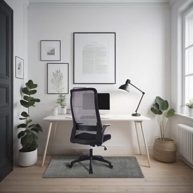 Ергономічне крісло для офісу: регульована висота, зручне, з підлокітниками, чорне