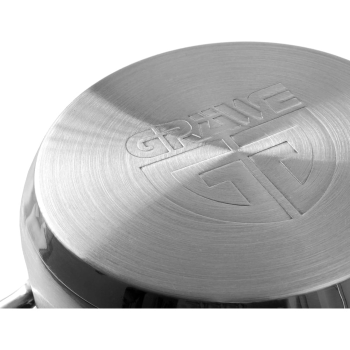 Каструля GRÄWE Pro-Line з кришкою з термостійкого скла, 3 л, для індукційних плит, нержавіюча сталь, діаметр 14 см