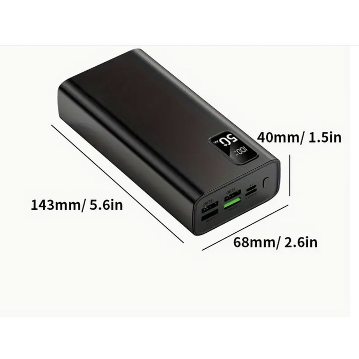 Потужний павербанк Hinne HE34B 50000 mAh, 22.5W, білий, з LED-індикатором
