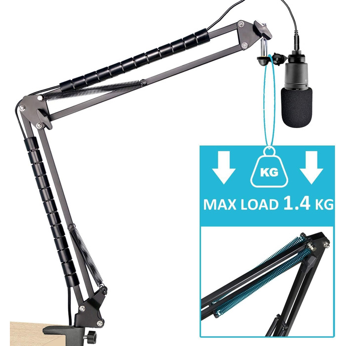 Кріплення для мікрофона SUNMON AT2020 з поп-фільтром та кабелеутримувачем, чорний мікрофонний стійка для Audio-Technica AT2020