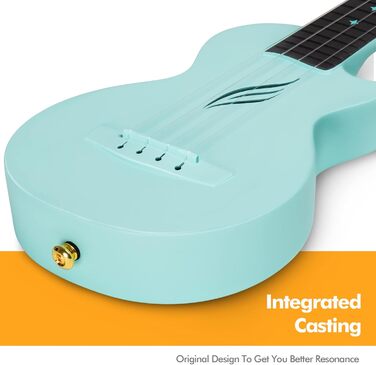 Укулеле Enya Ukulele-Sopran NOVA U Mini 21 дюйм - блакитне укулеле з карбону, професійне для початківців, дорослих та дітей. Комплект з чохлом, ремінком, каподастром та струнами. Чудовий подарунок та для подорожей.