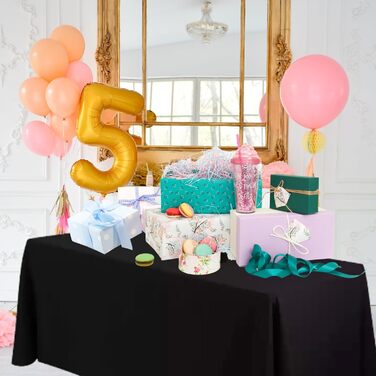Велика прямокутна чорна скатертина Bea's Party 229x335 см, водонепроникна, тканинна, для святкового столу