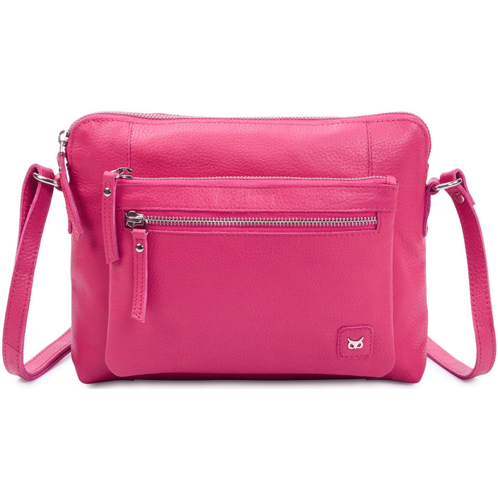 Сумка через плече Wise Owl Nappa Hot Pink: шкіряна сумка для жінок та чоловіків, кросбоді, 5 відділень на блискавці