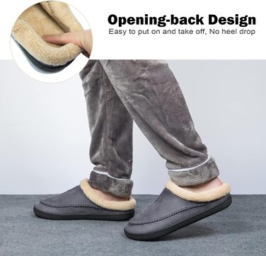 Тапочки чоловічі Miqieer з піною пам'яті, теплі зимові плюшеві домашні тапочки (45/46 EU, 570 Blaugrau)