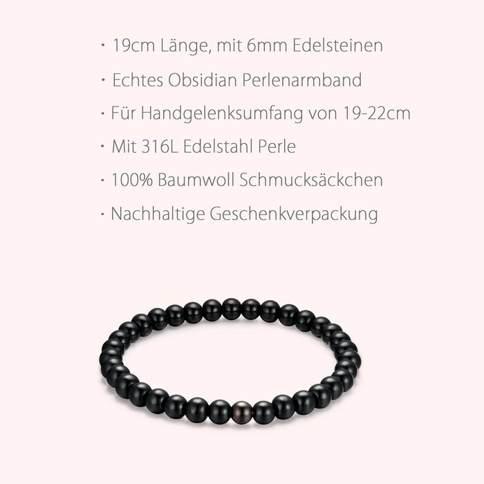 Браслет чоловічий day.berlin Premium з натурального каменю та перлів, 19 см