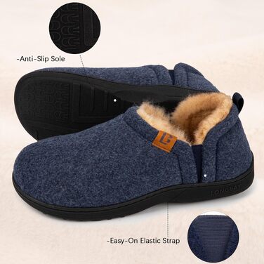 Чоловічі теплі зимові капці LongBay з ефектом пам'яті (Memory Foam), закриті домашні тапочки, сині, розмір 42/43 EU