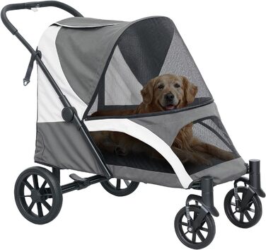 PawHut Buggy для собак та котів, розкладний, до 30 кг, сірий