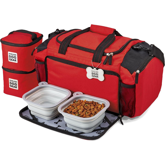Чохол-переноска для собак Overland Chiens: містка сумка-дуфель для великих і середніх собак з 2 ручками та 2 складними мисками