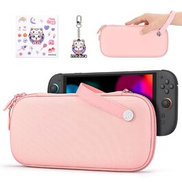 Чохол для Nintendo Switch 2 innoAura Switch 2 Tasche, фіолетовий Galaxy (рожевий Slim) - водовідштовхувальний, ударостійкий з відділенням для AirTag та великою сітчастою кишенею