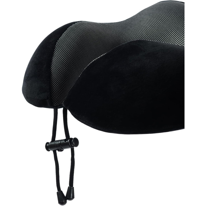 Подушка для шиї з піною з пам'яті, 360-градусна підтримка голови, зручна та легка, ідеальна для сну в літаку, авто, поїзді, автобусі та вдома, з чохлом для зберігання (Чорна)