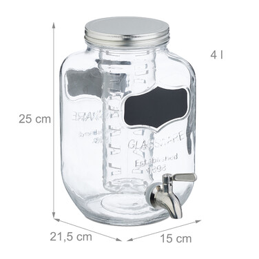 Relaxdays Drink Dispenser with Fruit Insert, 4L