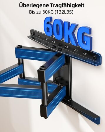 Кріплення для телевізора HOME VISION HV6401: поворотне та нахильне, для телевізорів 26-65 дюймів, універсальне, VESA 400x400, до 60 кг