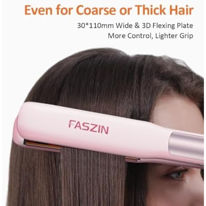 Випрямляч для волосся з титановими пластинами, іонізація, швидкий нагрів 20s, LCD-дисплей, універсальна напруга, 2-в-1 (локен/випрямляч), рожевий