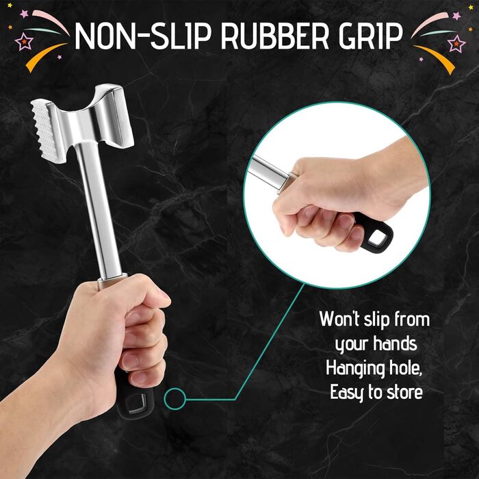 Рубессія М'ясорубка-Клопфер: подвійний молоток для м'яса, подрібнювач для стейків, курки, свинини та шніцелів