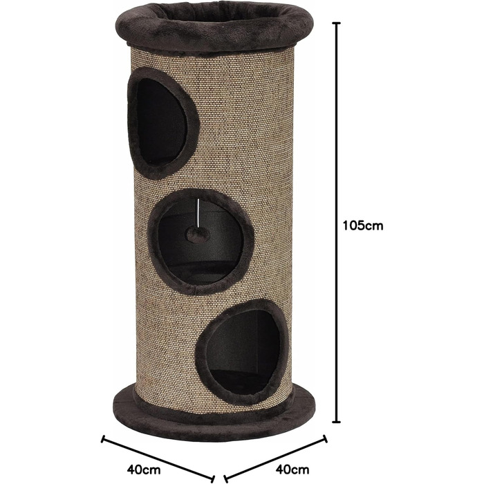 Котячий будиночок-стійка Nanook для великих котів XXL, ігровий комплекс з туалетом, 105 см (коричневий)