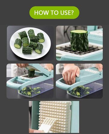 Мандоліна для нарізання овочів ADOV, 12 в 1, багатофункціональна, з захистом рук, з нержавіючої сталі, для овочів, фруктів, сиру, цибулі, картоплі, Julienne, подрібнювач (блакитна)