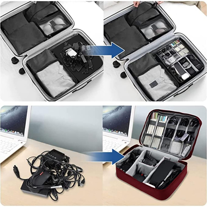 LTLSZRN Кейс для кабелів, органайзер для проводів, аксесуари для електроніки (червоний)