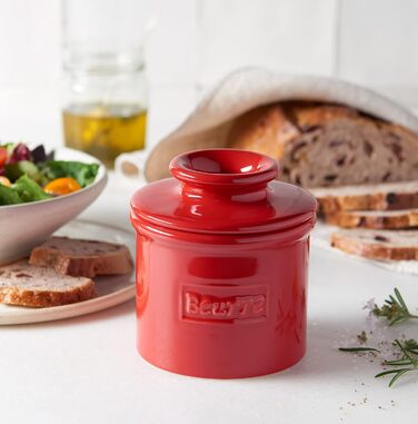 Butter Bell - The Original Butter Bell by L. Tremain, French Ceramic Butter Dish for Spreadable Butter, Maraschino Red, Glossy Surface, Retro Café Collection