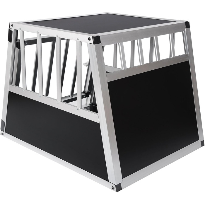 Кія для собак, переноска для собак, алюмінієва переноска для авто, переноска для дому, переноска для малих/середніх собак та котів 54x69x51 см з безпечним замком, легка та стабільна, чорна