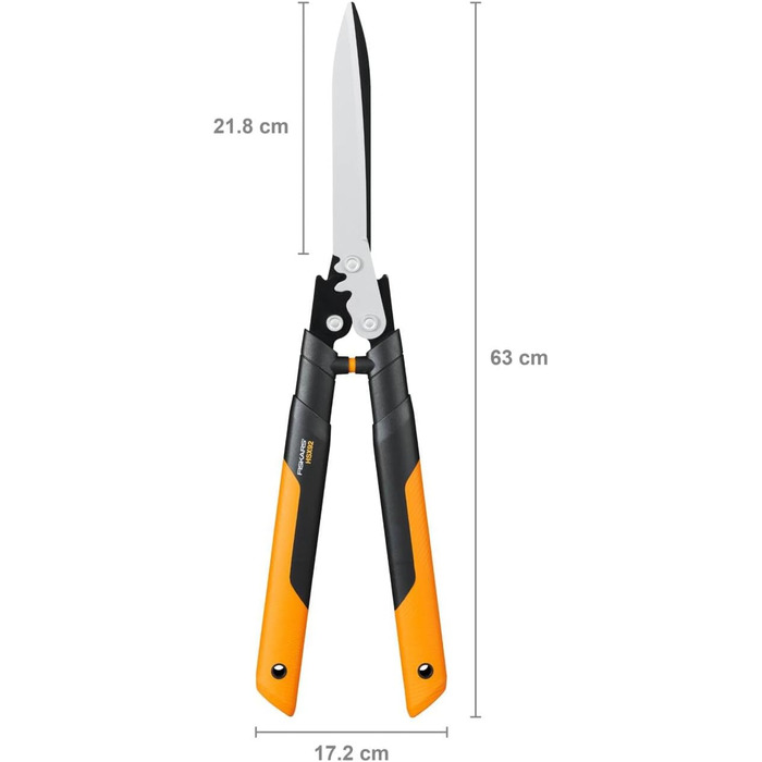 Садові ножиці Fiskars PowerGear X HSX92, антипригарне покриття, сталеві леза, 63 см, чорні/помаранчеві