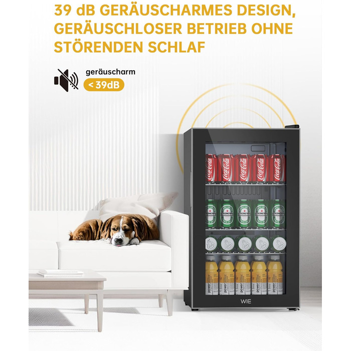 Міні холодильник WIE 70 літрів з подвійними скляними дверима, регульованими полицями для дому, кухні, бару, офісу. Для соди, пива, вина. Тиха робота, 105 доз.