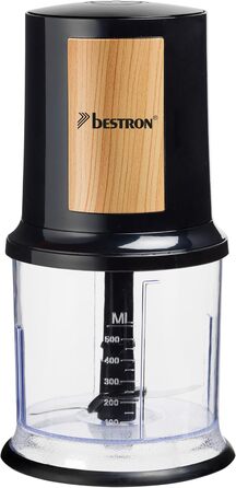 Подрібнювач Bestron Black & Wood 500 мл, 400 Вт, 2 ножі, електричний, чорний/дерево