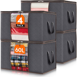 Органайзери для одягу Lifewit (4 шт.) – коробки для зберігання з кришкою, сірі, 60L